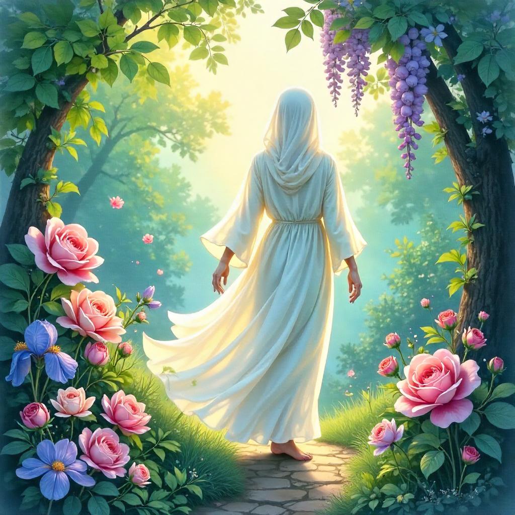 Whispering Specter in a Watercolor Garden