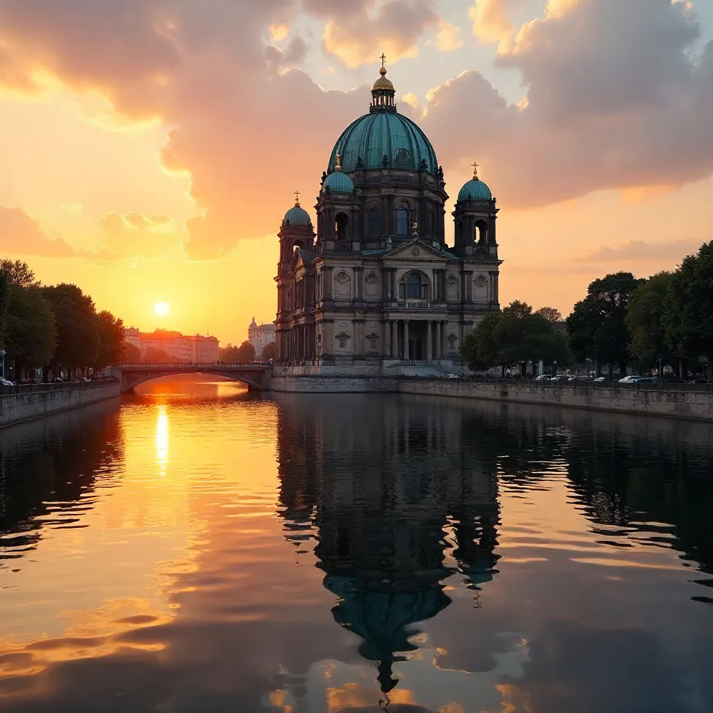 Berlin Cathedral Sunset Reflections