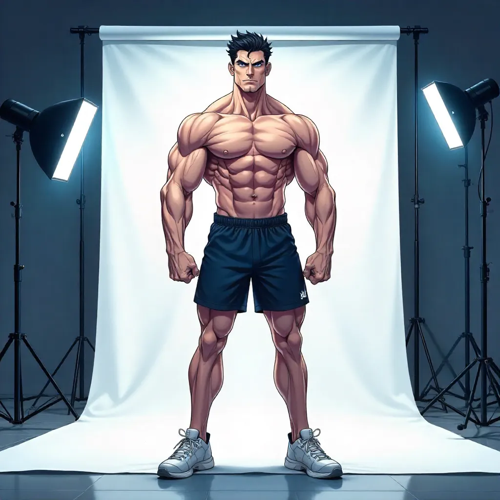 Strong White Man in Anime Studio Pose