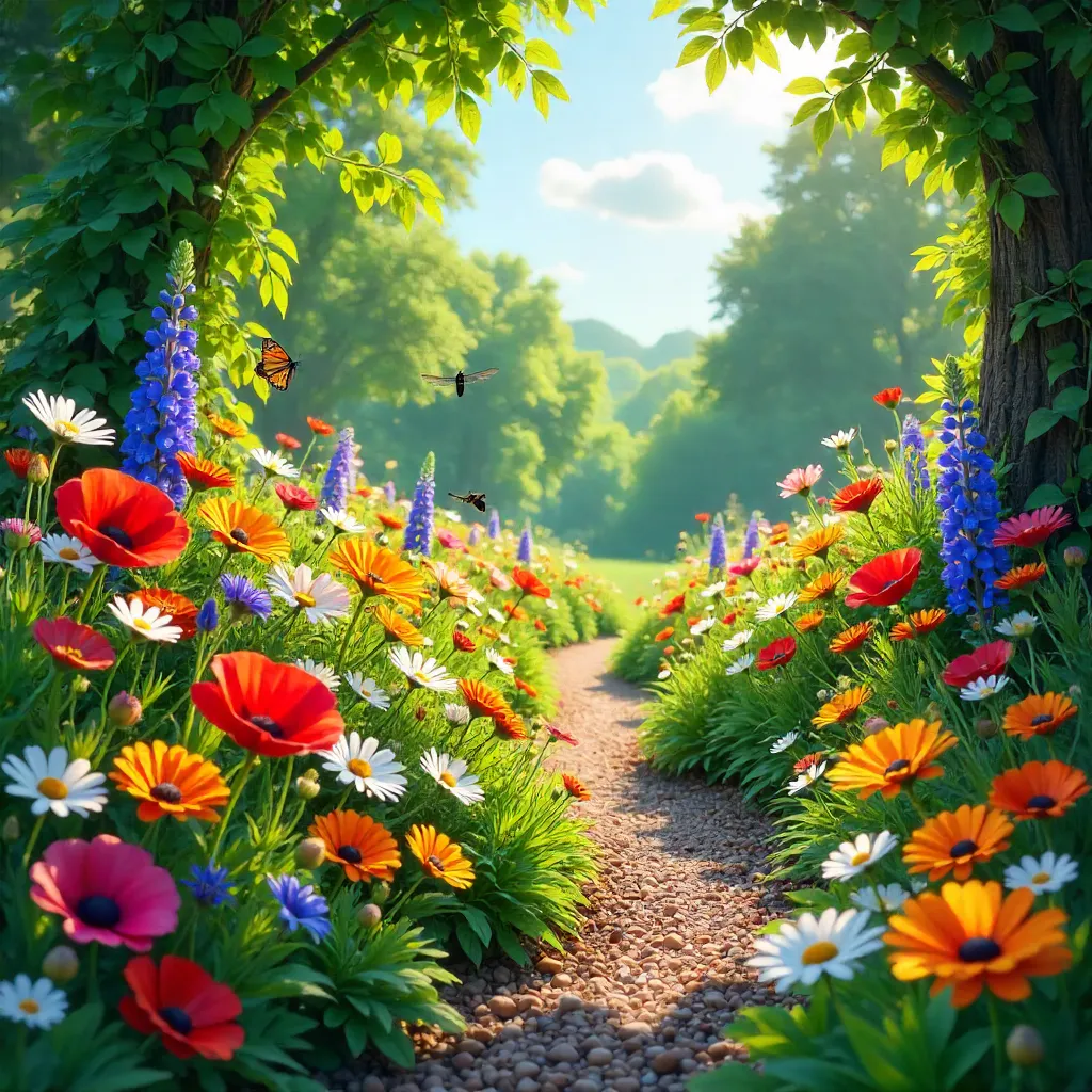 Radiant Summer Wildflower Garden in Bloom