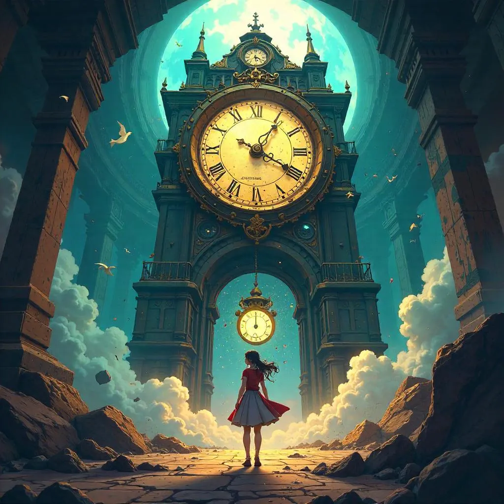 Earthquake in a Giant Clock: Anime Clockwork Scene