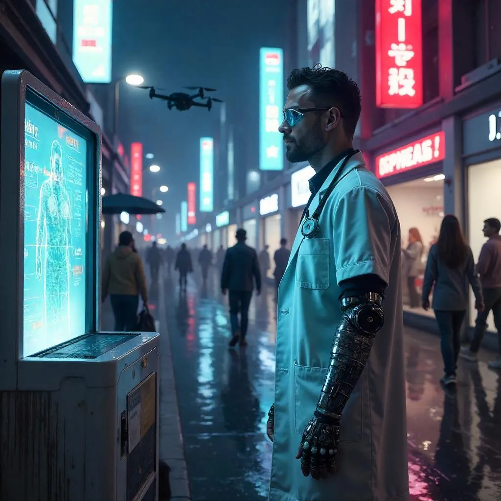 Neon Clinic: A Cyberpunk Doctor in the Mall