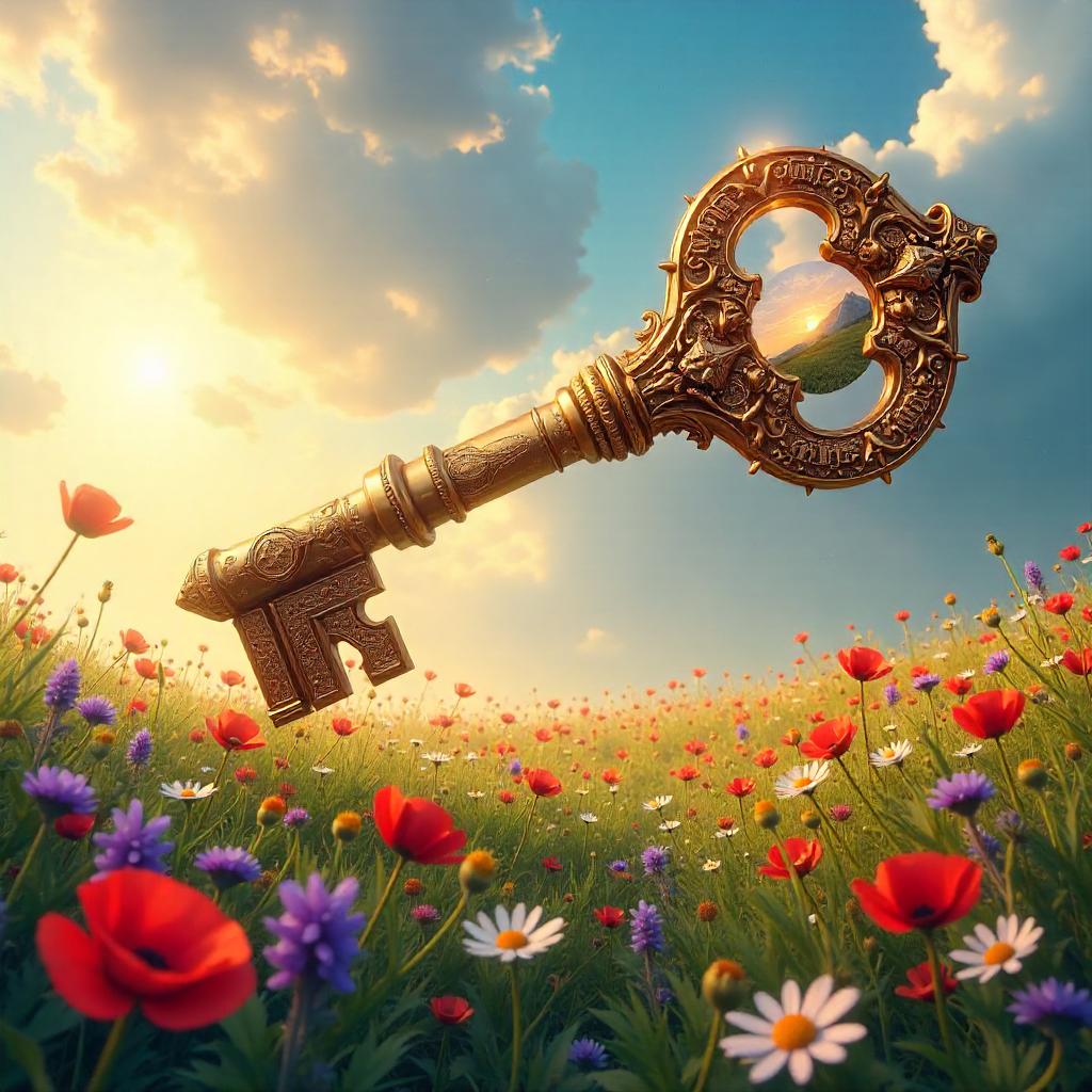 Dimensional Key in a Field of Flowers