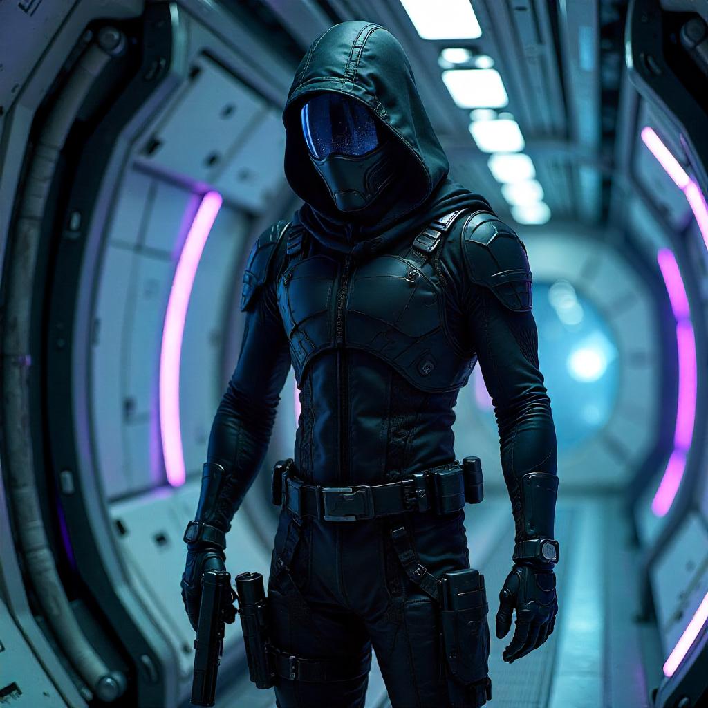 Photorealistic Assassin in a Spacecraft Corridor