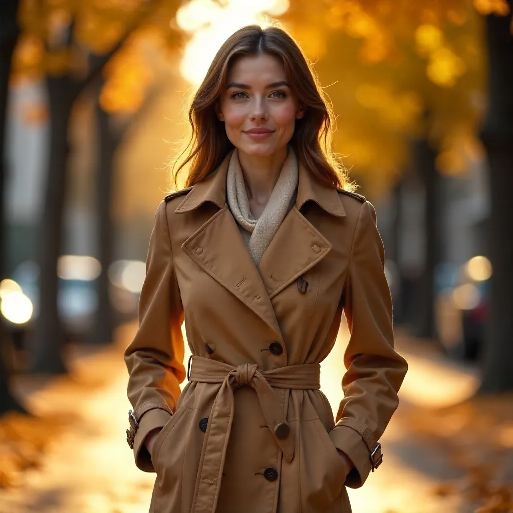 Autumn Trench Portrait in Golden Hour
