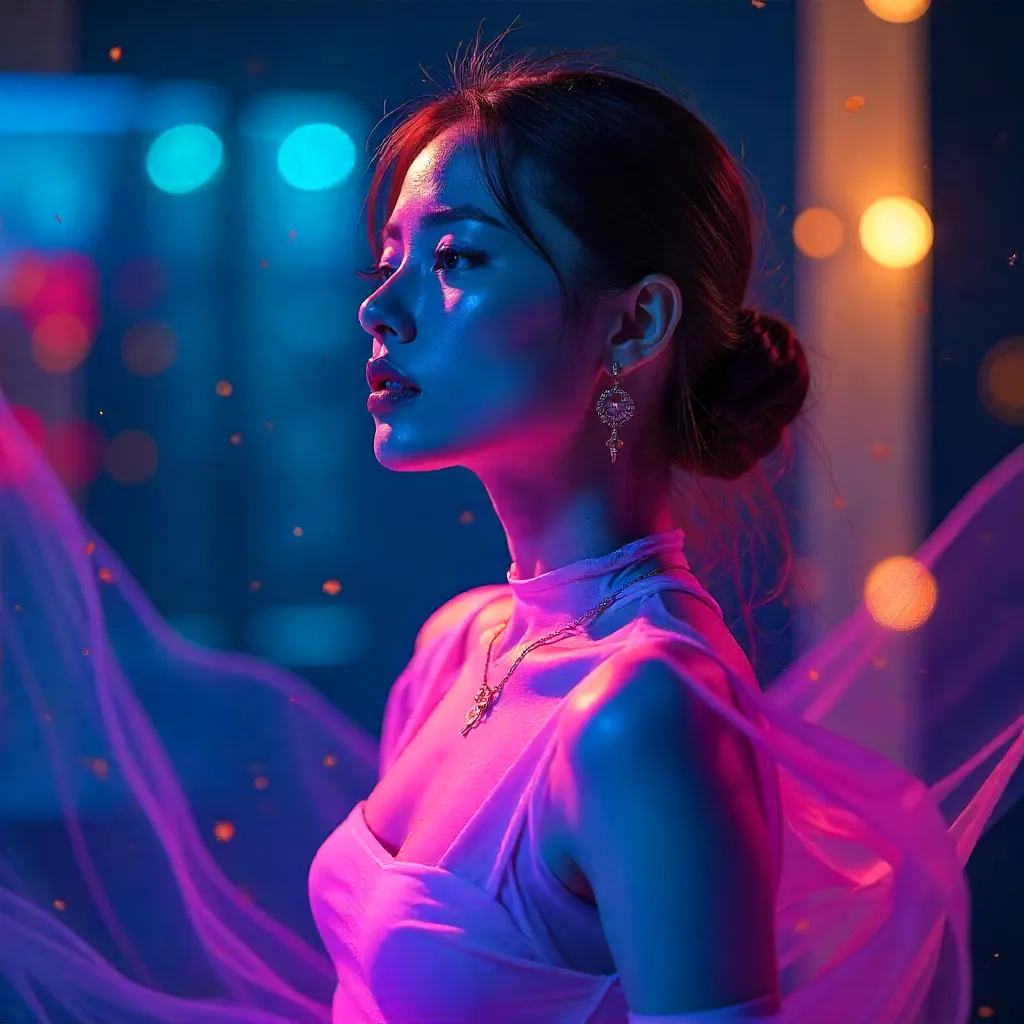 Dynamic Motion Blur Portrait in a Surreal Studio