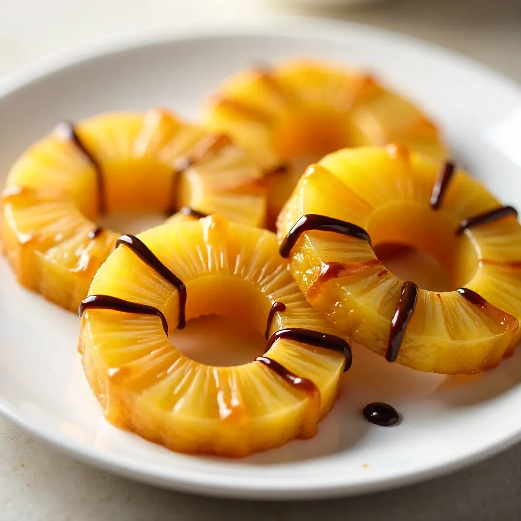 Caramelized Pineapple Rings with Chocolate Drizzle