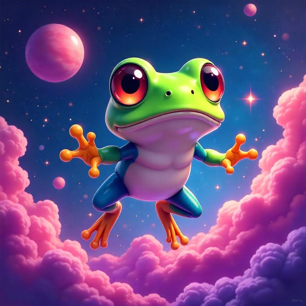 Nebula-Frog: Anime-Style Cosmic Leap
