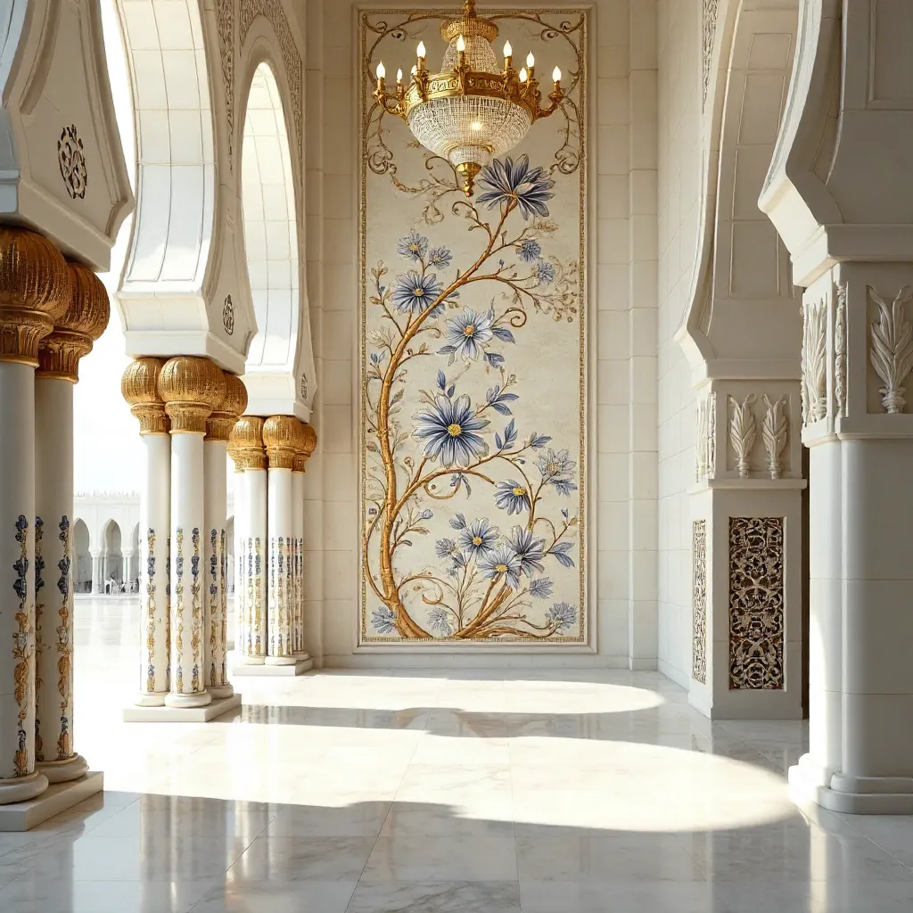 Intricate Floral Marquetry in Sheikh Zayed Mosque