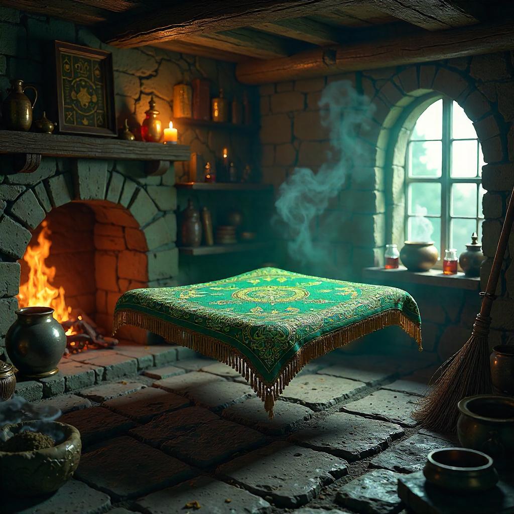 Levitating Magic Carpet in a Witch's Hut