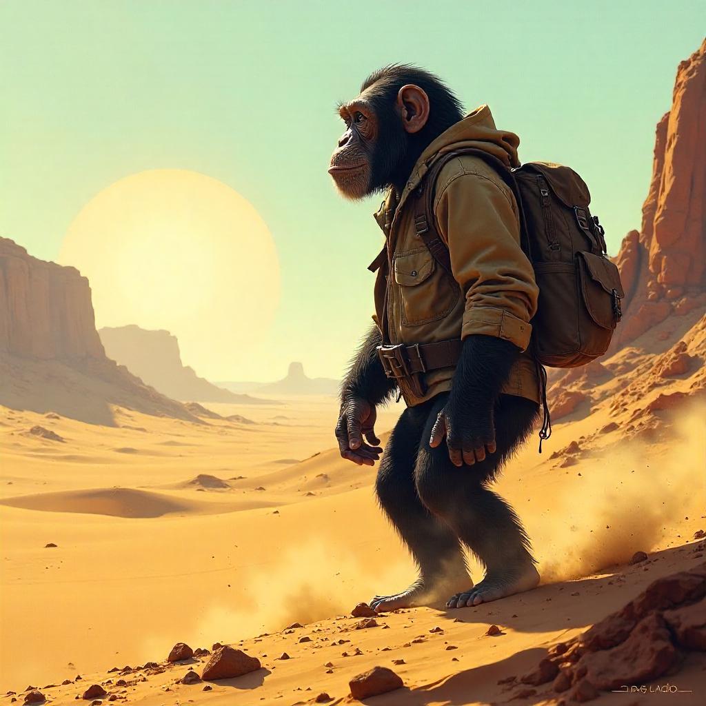 Desert Sentinel: Chimpanzee Concept Art