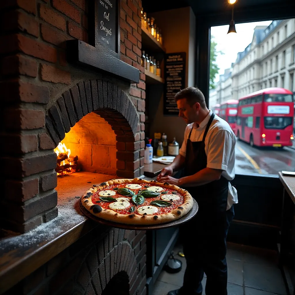 London Wood-Fired Pizza in a Brick Oven