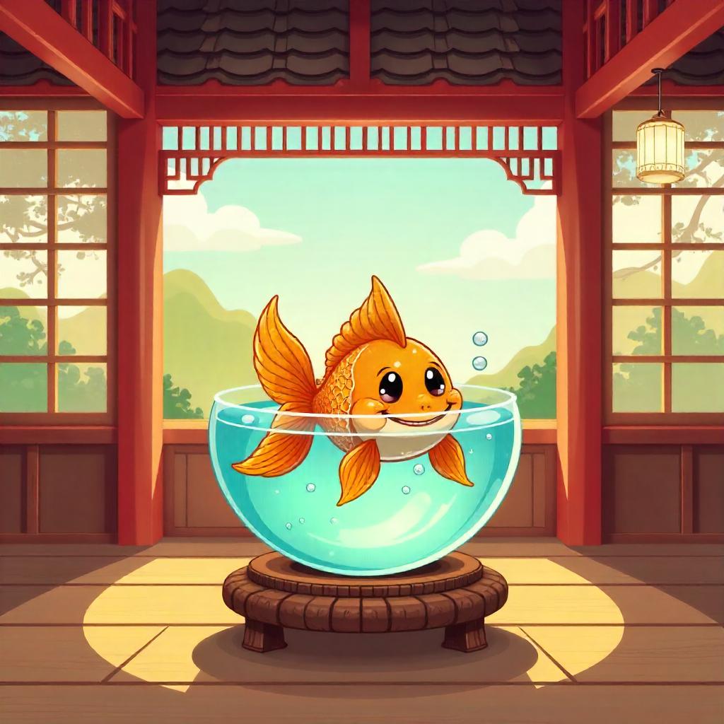 Whimsical Goldfish in a Pagoda