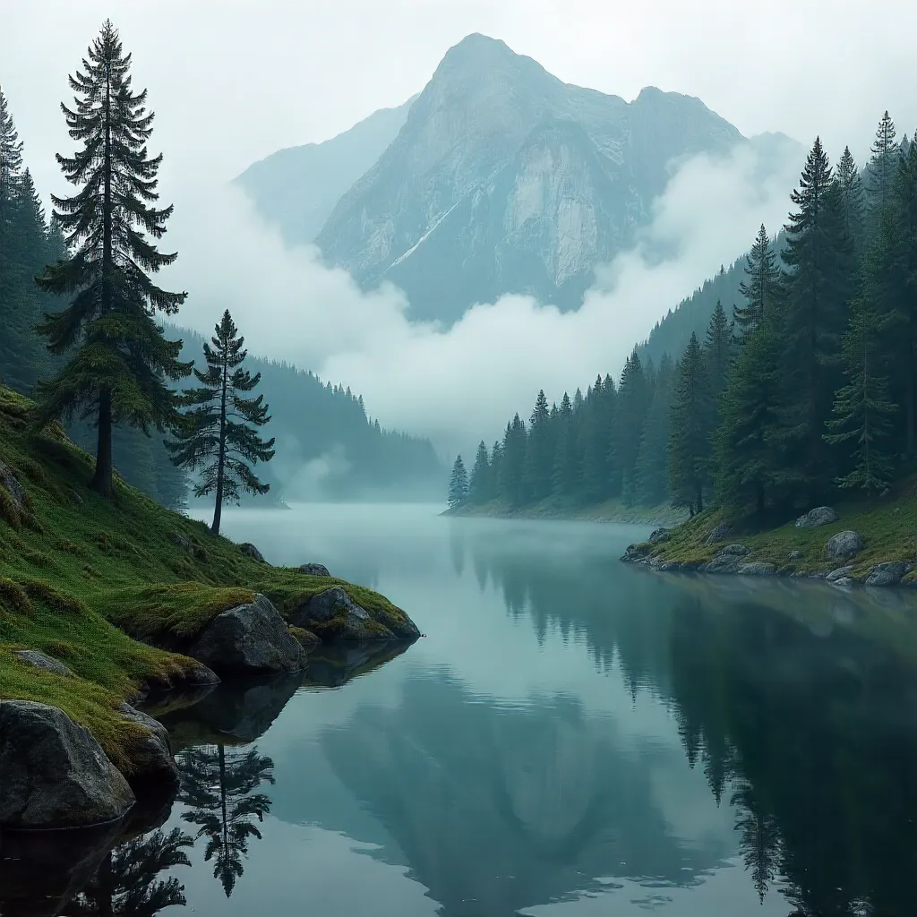Misty Slovak Forested Mountains at Dusk