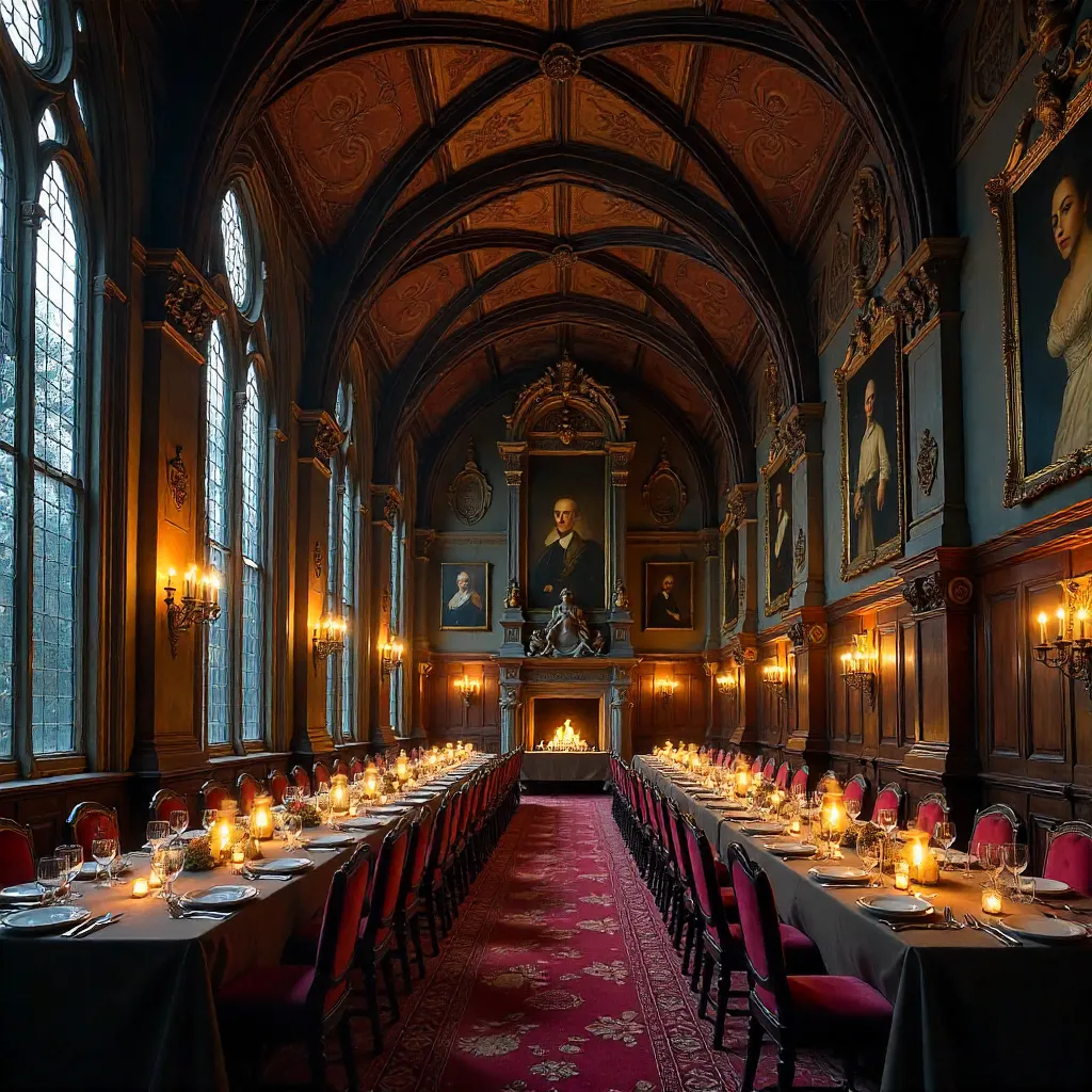 Neo-Gothic Scottish Dining Hall in Grand Splendor
