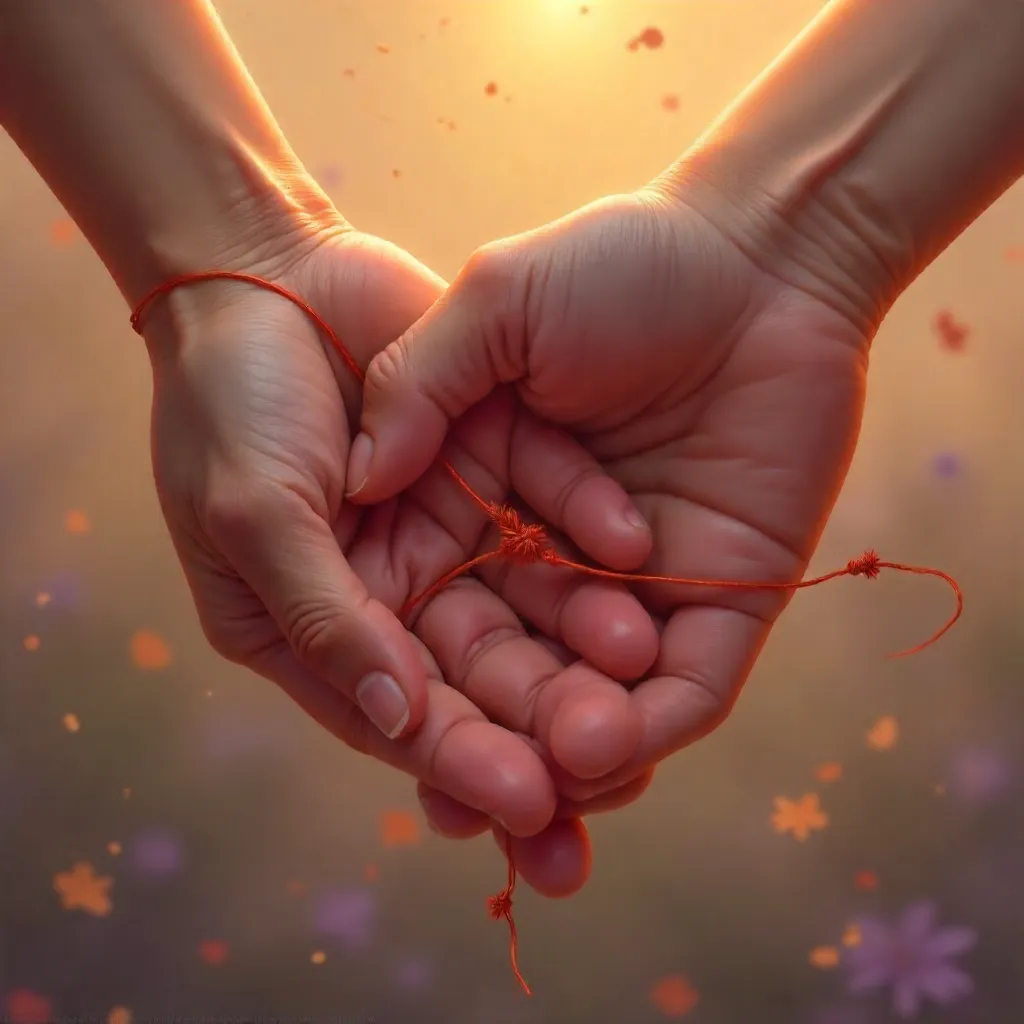 Entwined Hands with a Red Thread of Unity