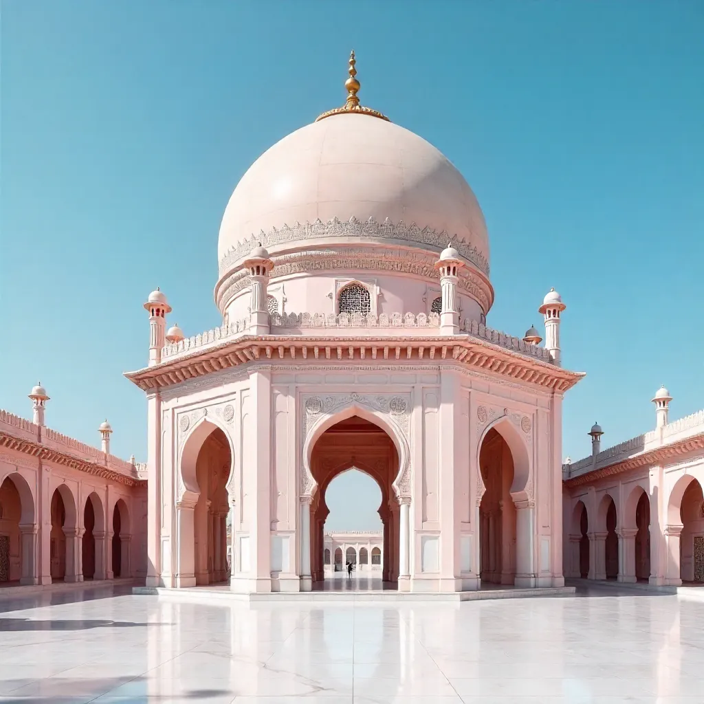 Historic Pink and White Dome Under Blue Sky