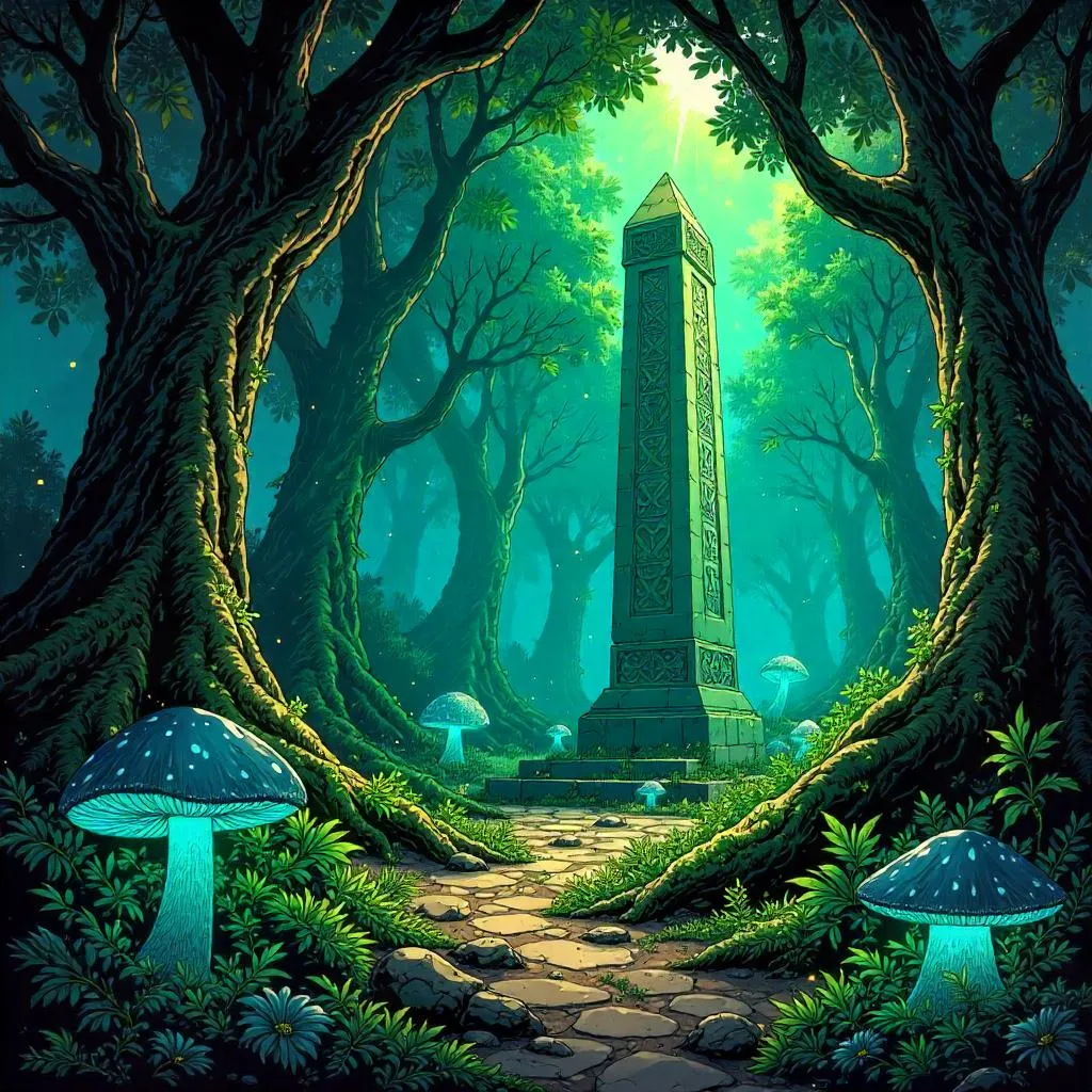 Monument in an Enchanted Grove — Comic Style
