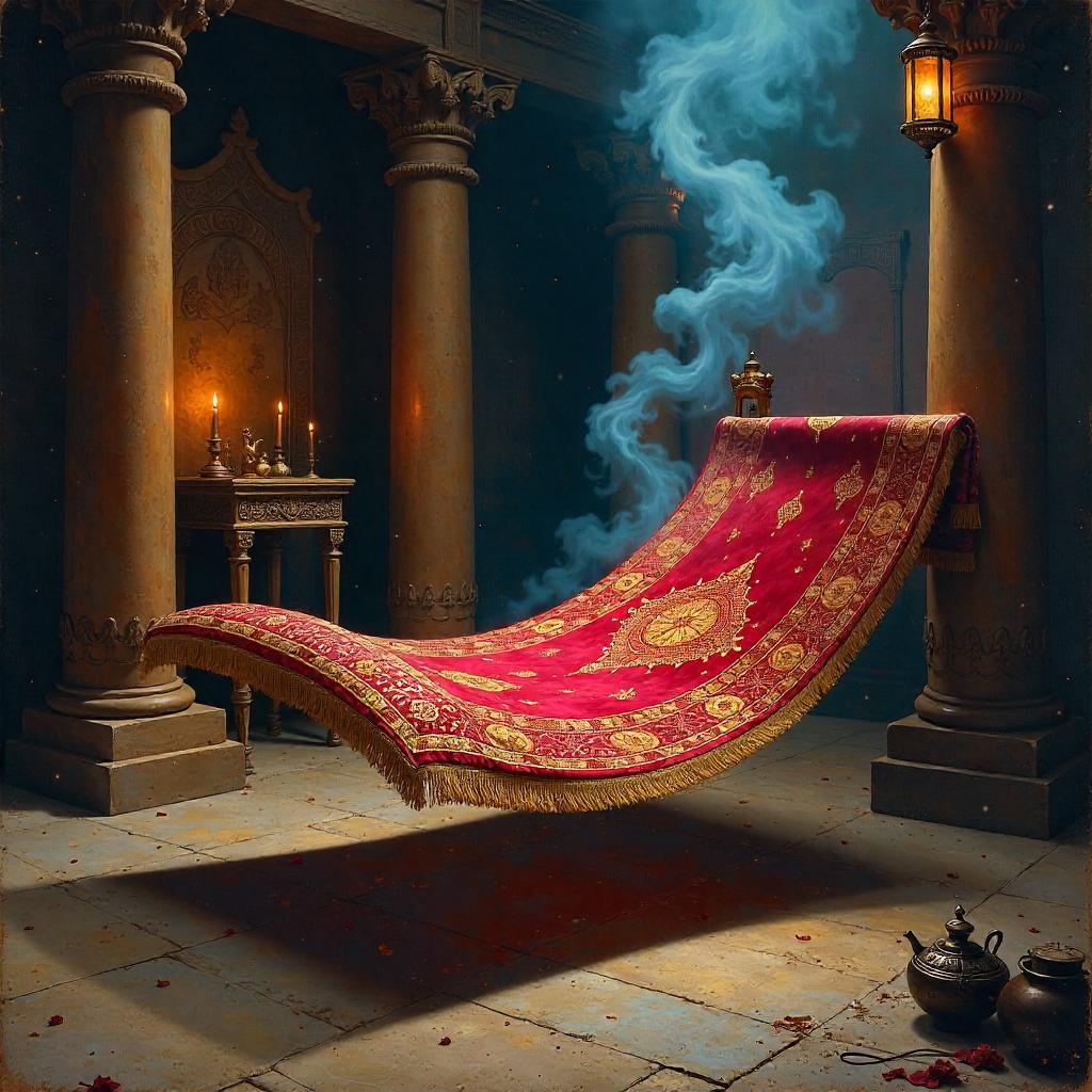Magic Carpet in a Sacred Shrine — Oil Painting