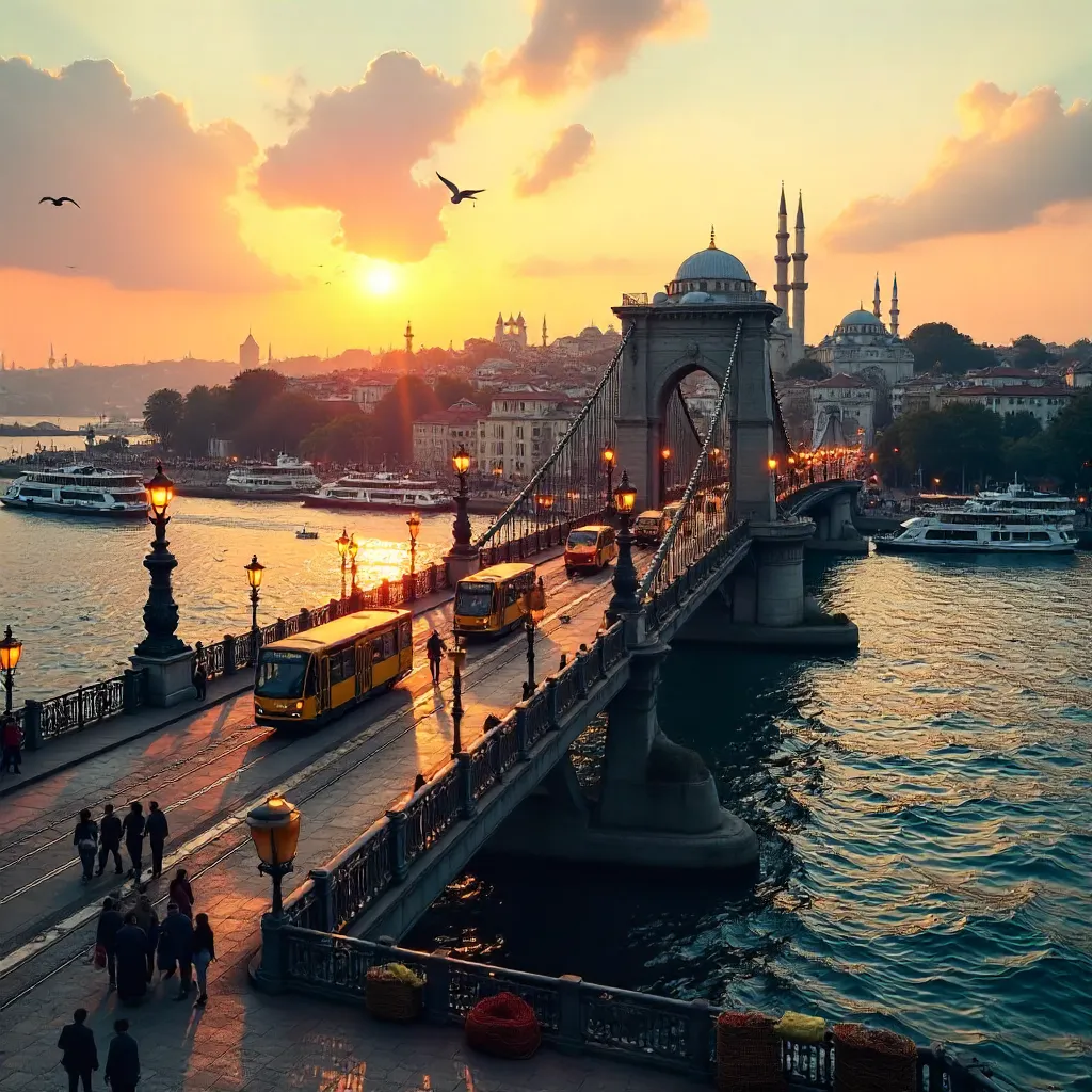 Golden Hour on Galata Bridge: Istanbul Skyline