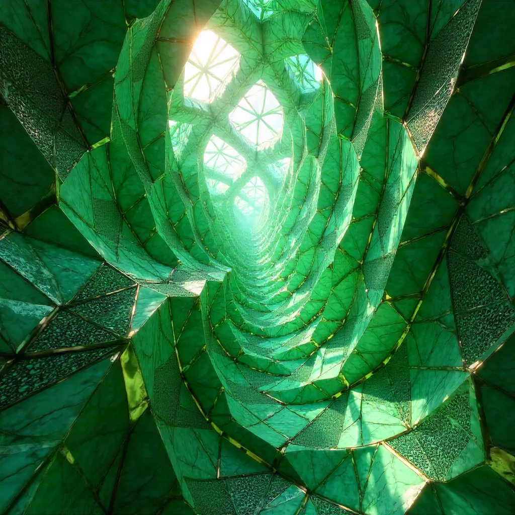 Emerald Tessellated Ceiling – Abstract Geometry