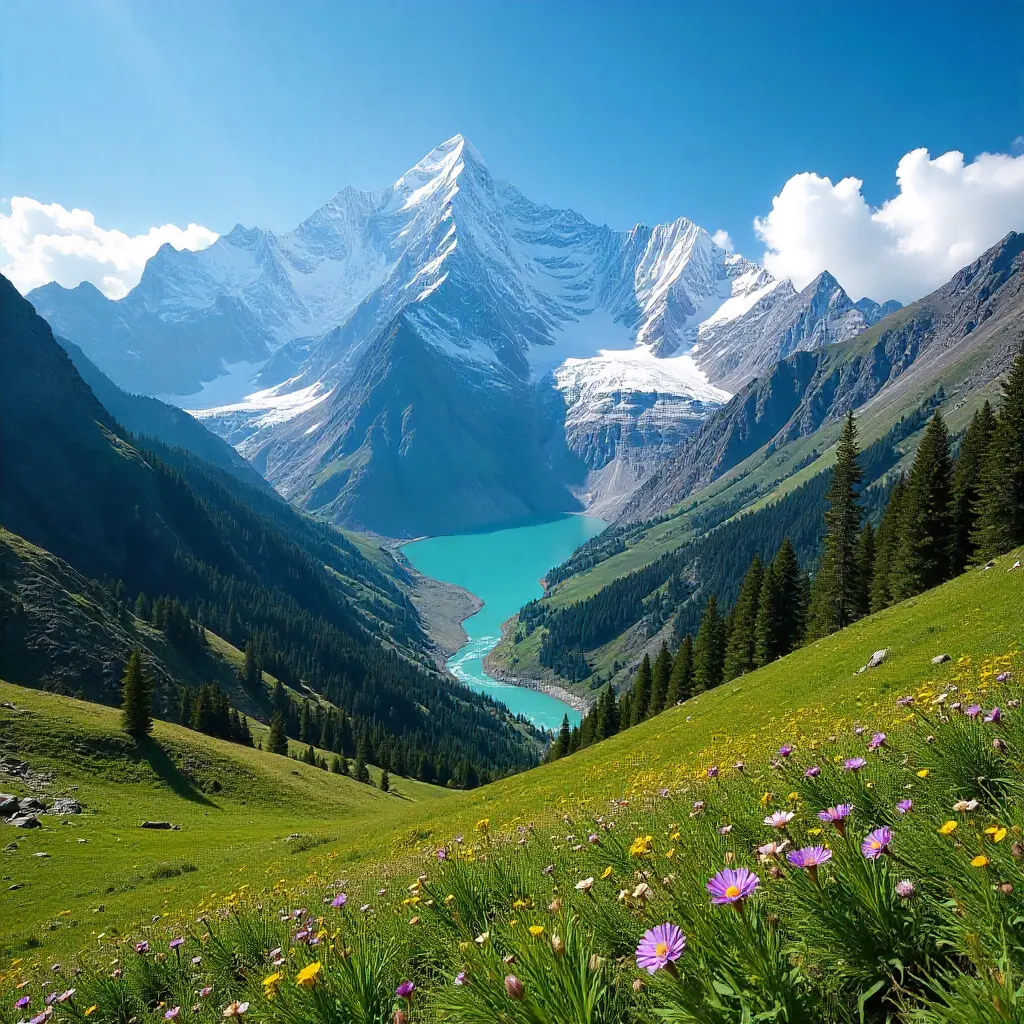 Vibrant Himalayan Vista: Clear Sky over India's Peaks