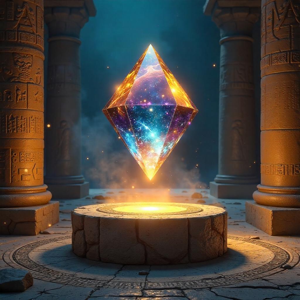 Soul Gem Shining Inside an Ancient Pyramid