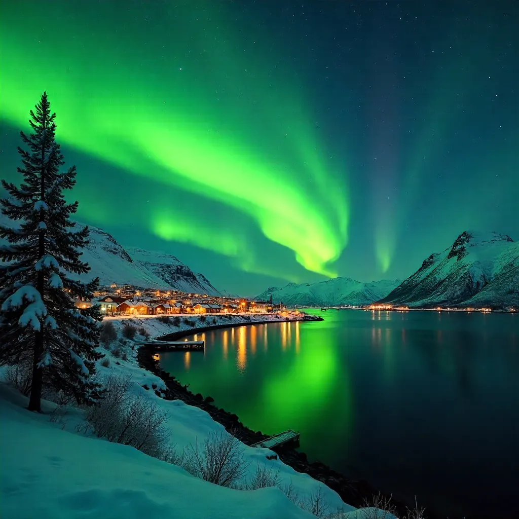 Green Aurora Over Tromsø: Mesmerizing Night