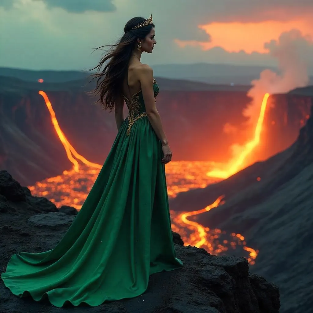 Princess at the Edge of the Volcanic Crater