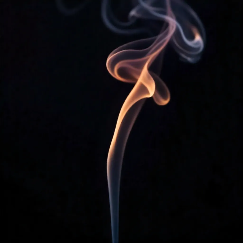 Graceful Incense Smoke Against a Dark Velvet Backdrop
