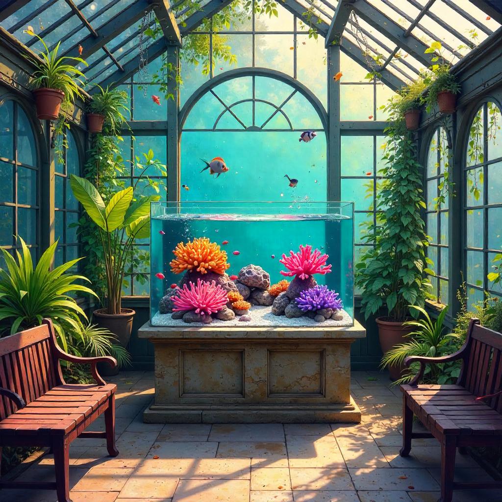 Coral Reef in a Greenhouse: an Oil Painting Dream