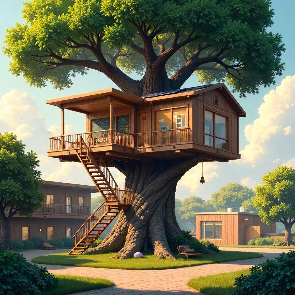 Treehouse Concept Art on a School Campus