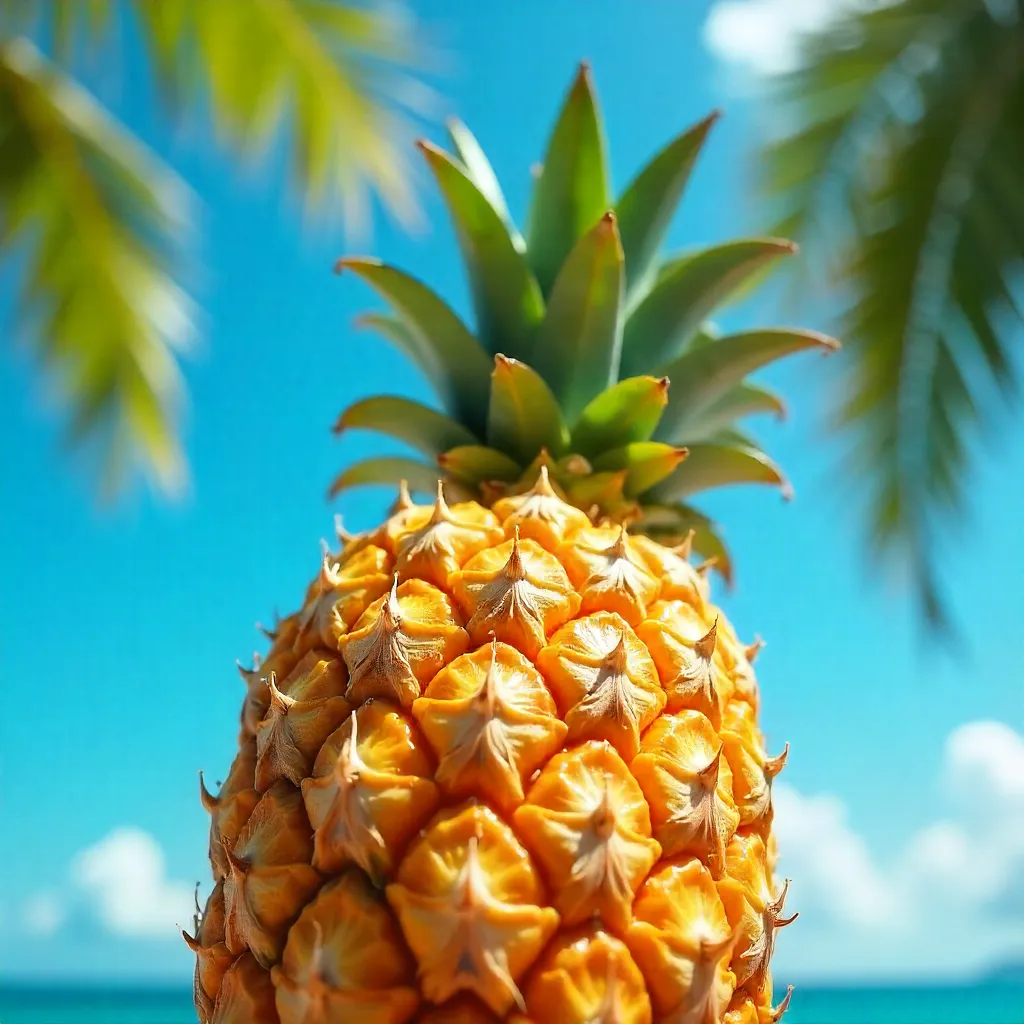 Vibrant Pineapple Under a Clear Tropical Sky