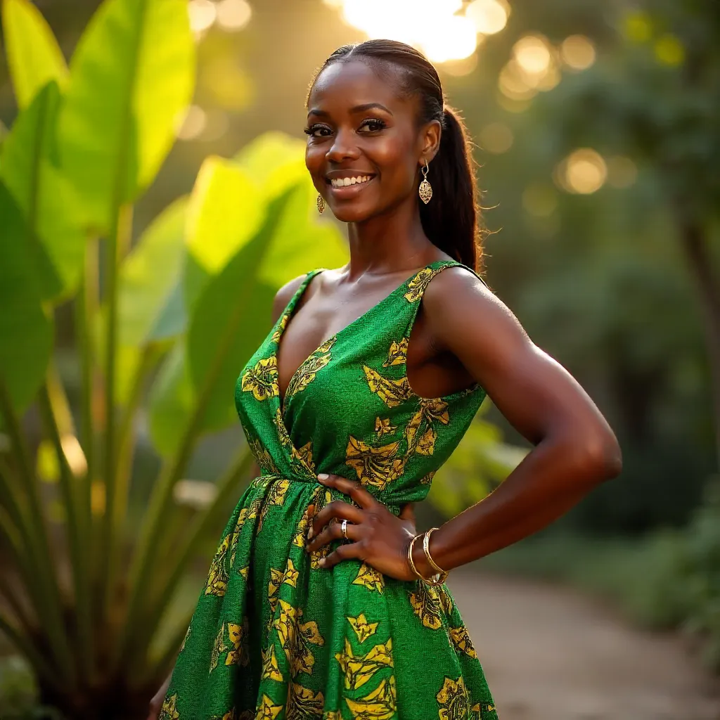 Confident Elegance in a Green Ankara Dress