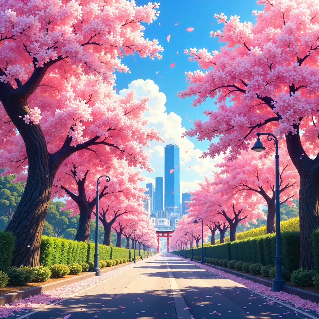 Cherry Blossom Skyline in Tokyo, Springtime