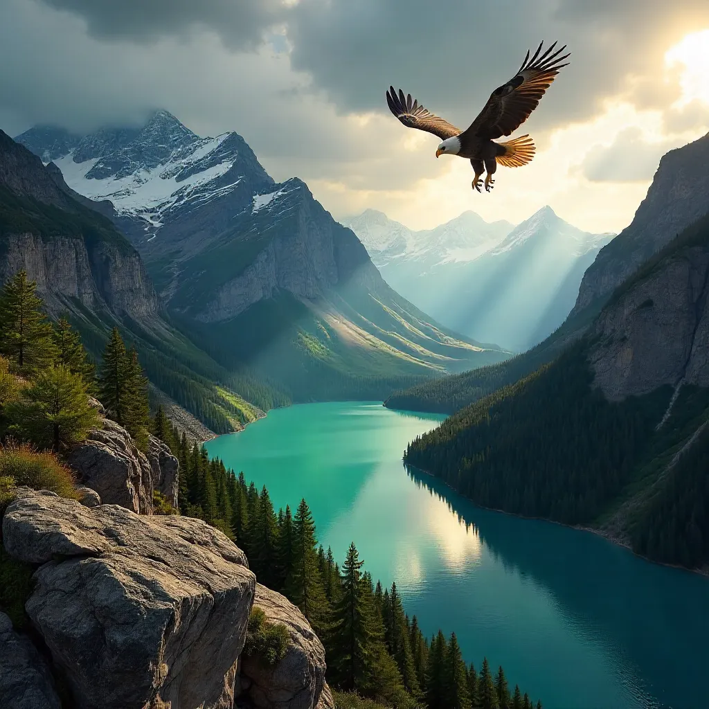 Majestic Eagle over Bariloche Cliffs