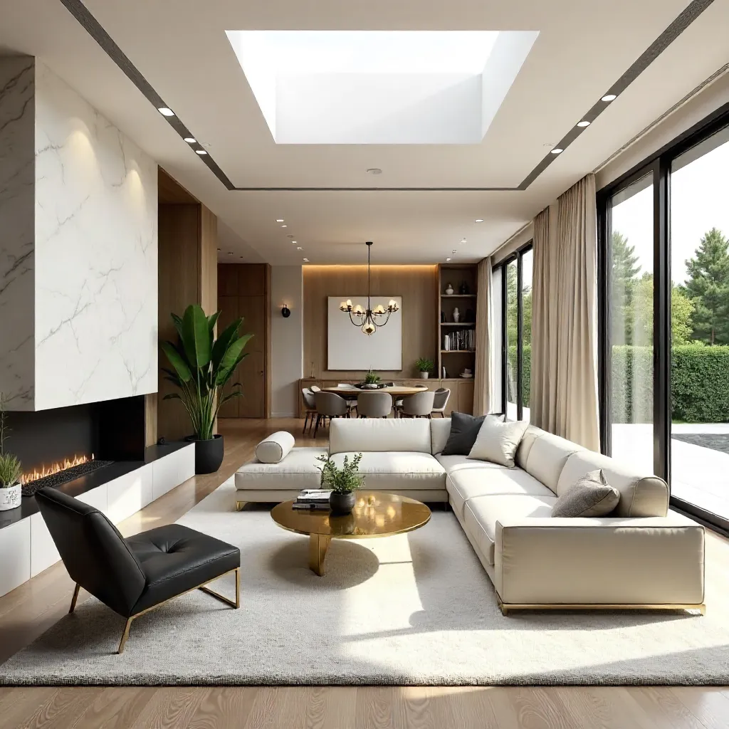 Bright Open Living Room: Contemporary Luxury Furnishings