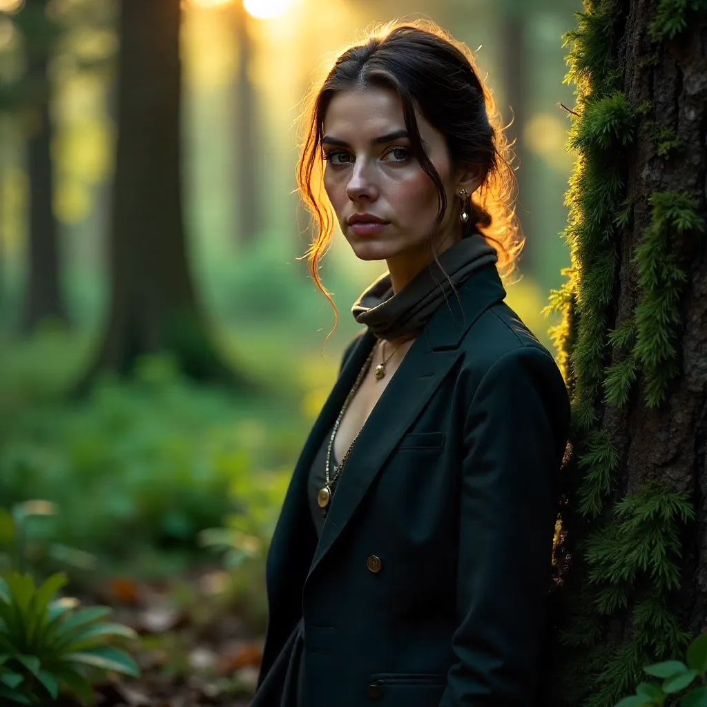 Moody Forest Portrait: Modern Fashion Meets Nature