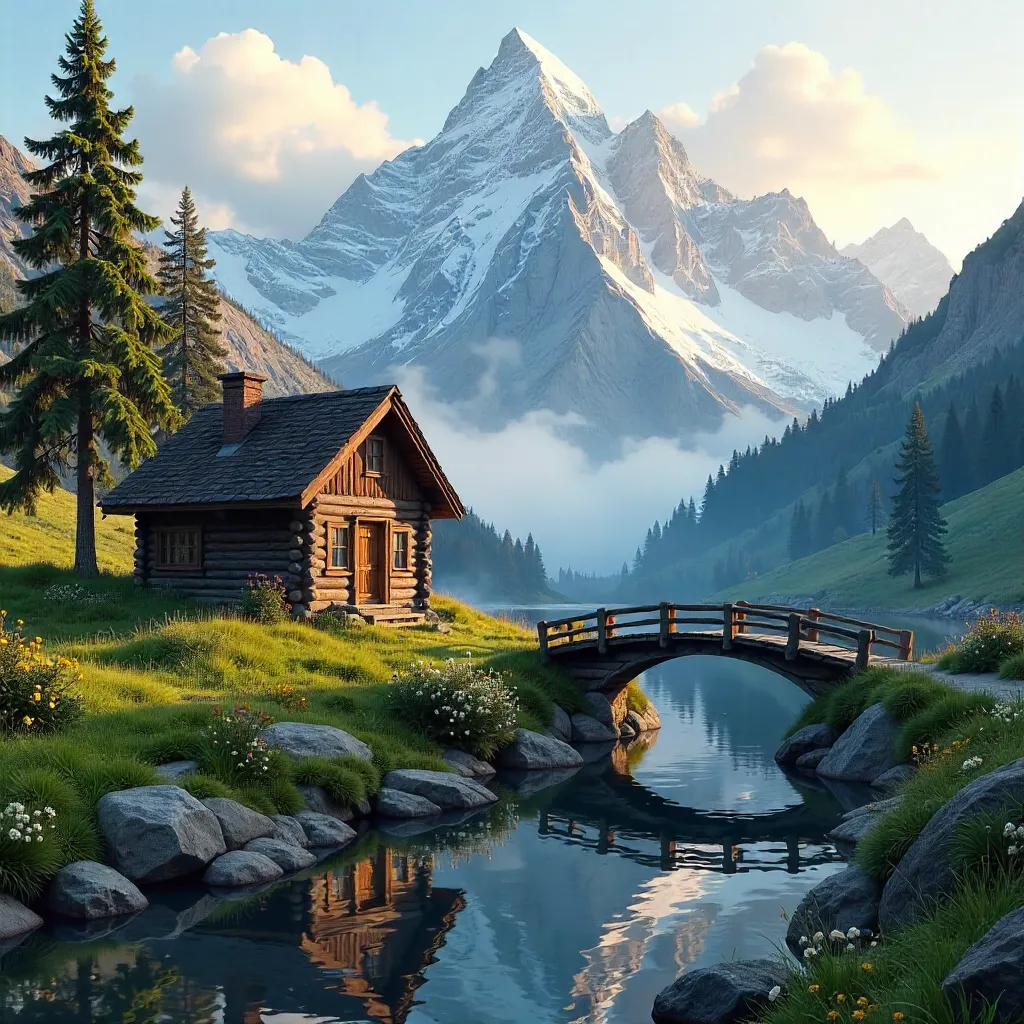Tranquil Alpine Cottage by the Bridge