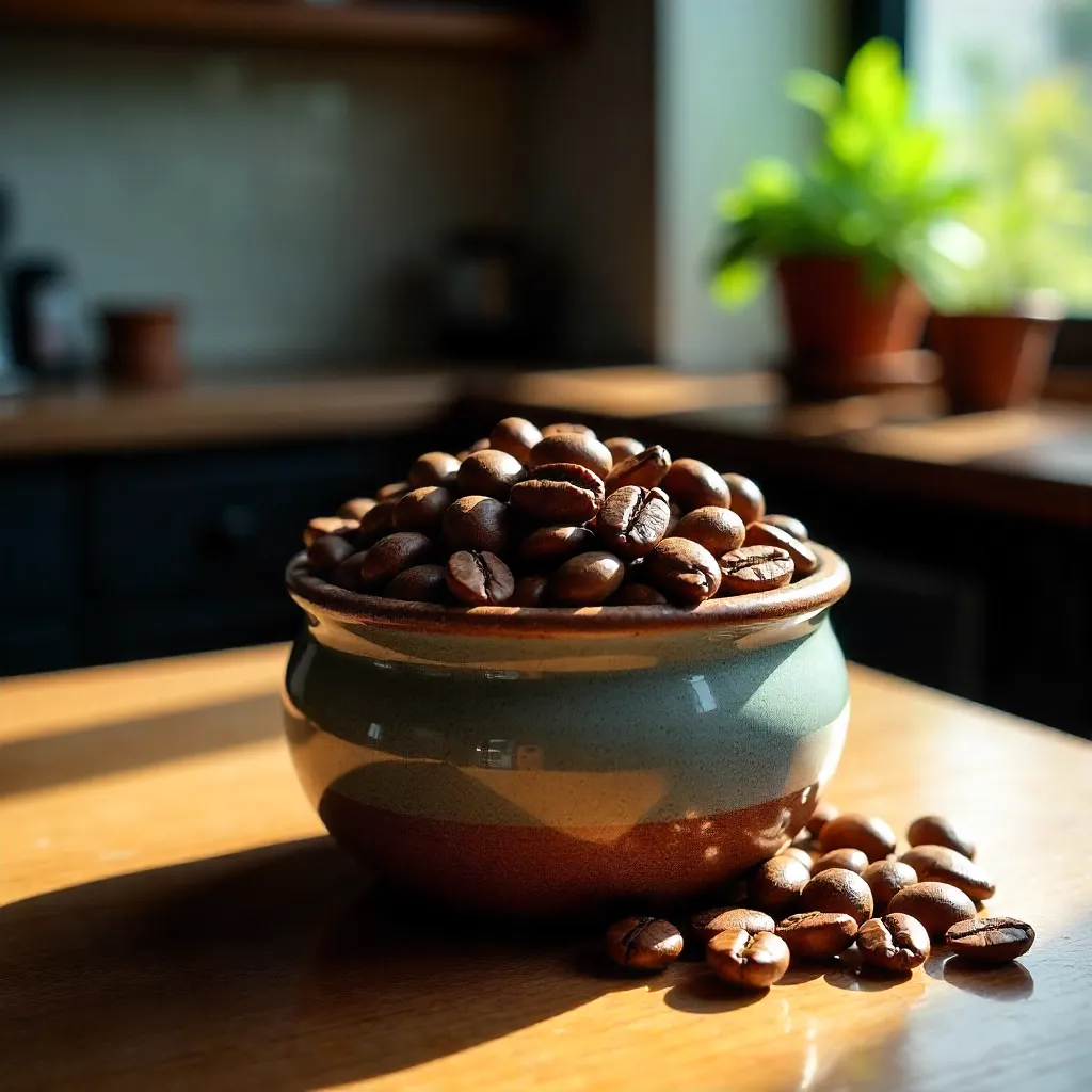 Macro View: Roasted Coffee Beans in a São Paulo Jar