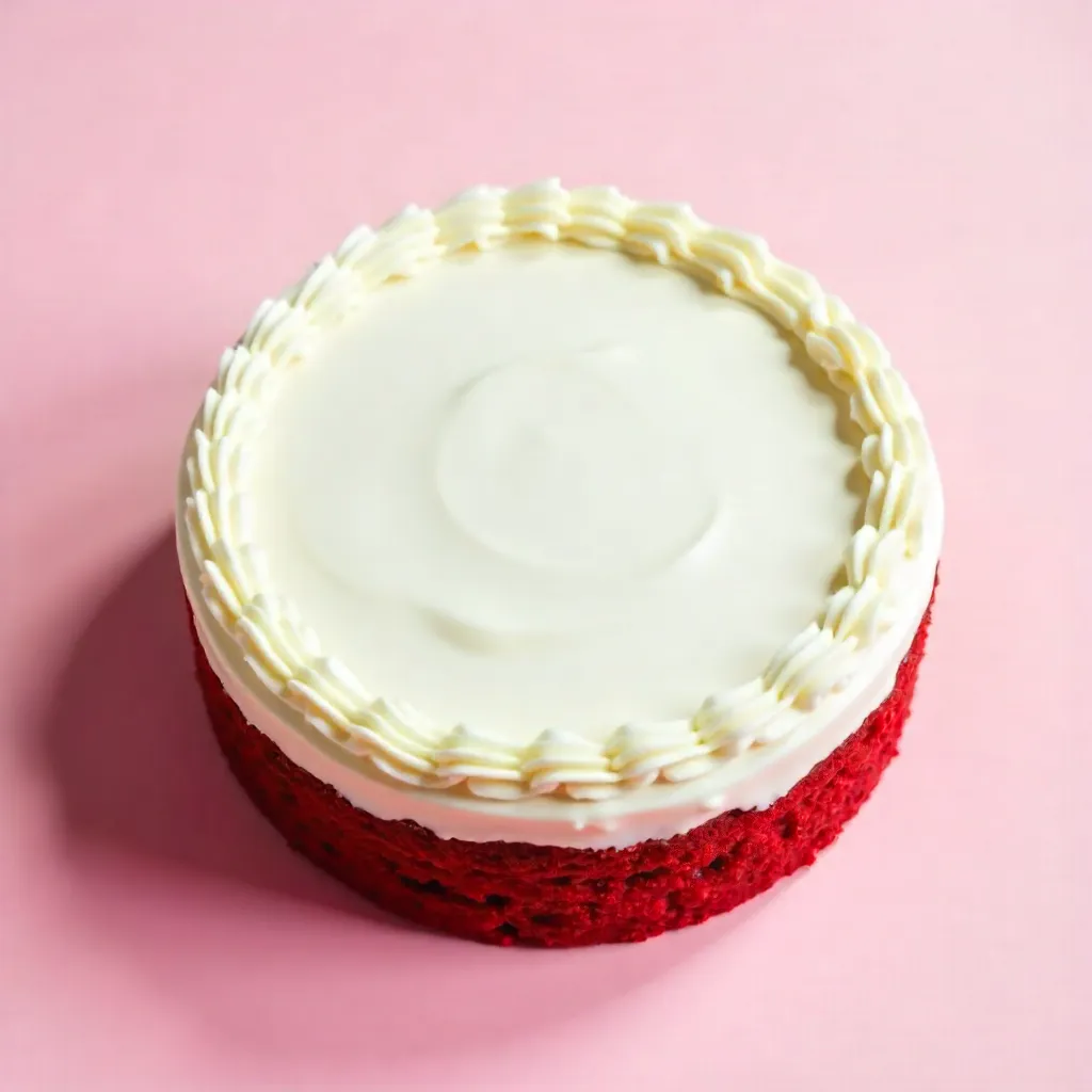 Top-Down Red Velvet Cake on Pink Background