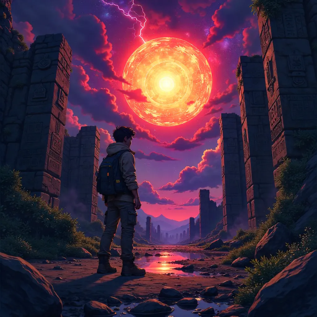 Supernova over Ancient Ruins - Anime Scene