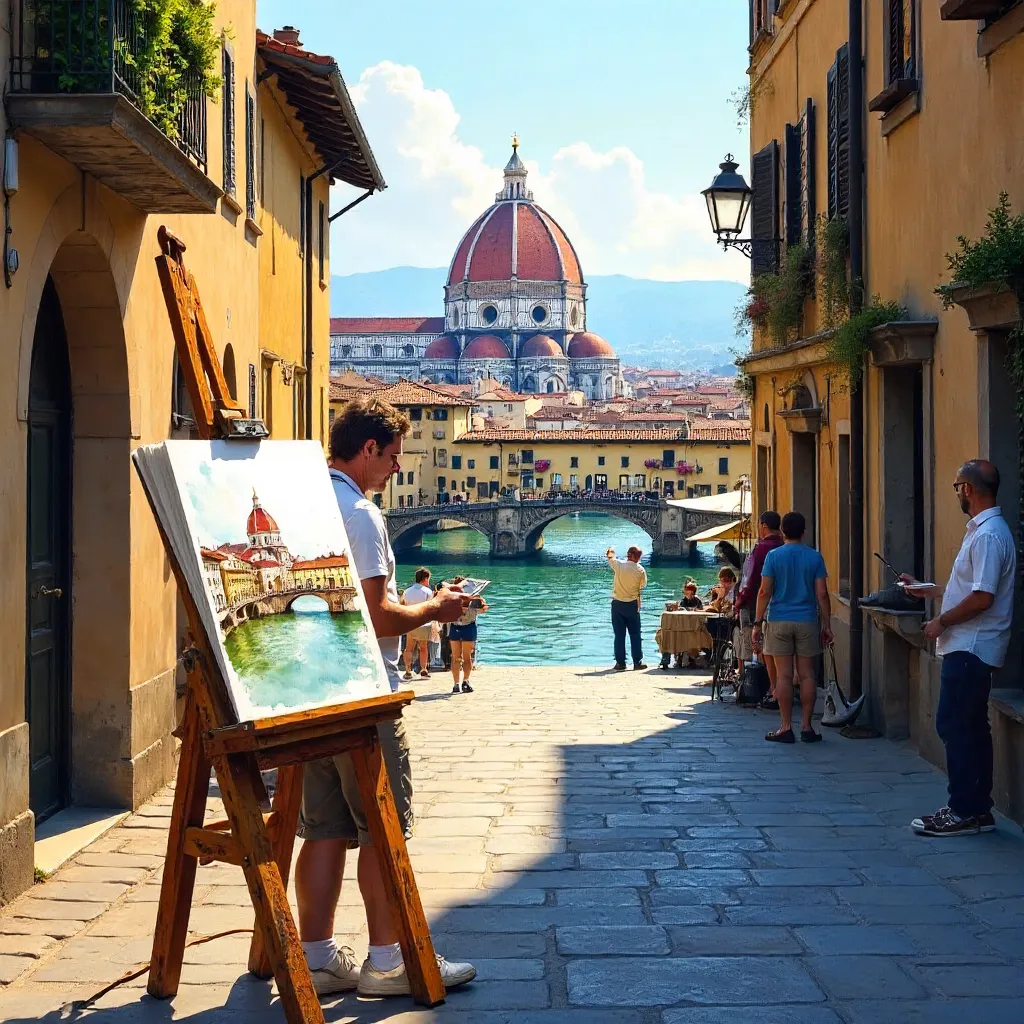 Watercolor Street Artist in Florence