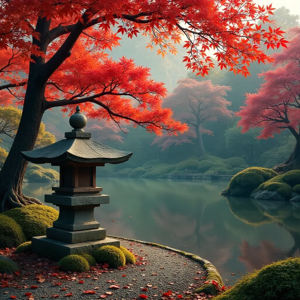 Autumn Tranquility in a Japanese Garden