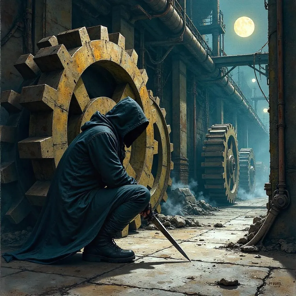 Whispers of Steel: Watercolor Assassin in a Gear Factory