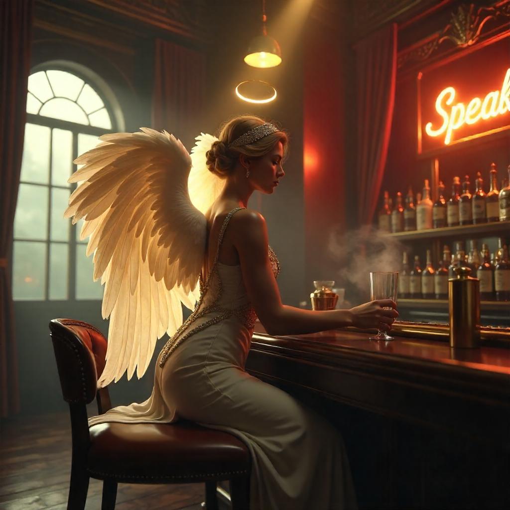 Celestial Angel in a 1920s Speakeasy