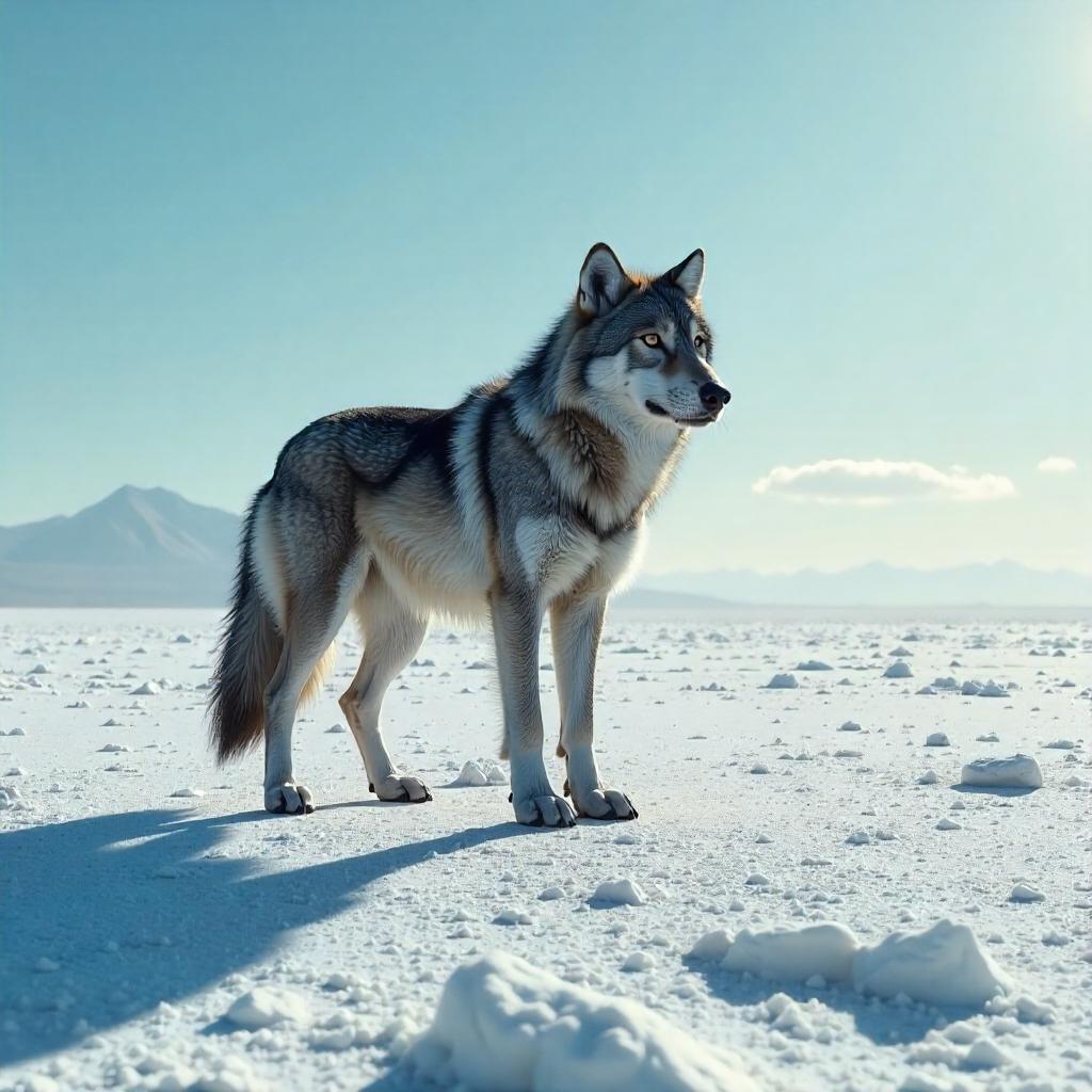 Saltflat Wolf: A Cinematic Concept Art Scene