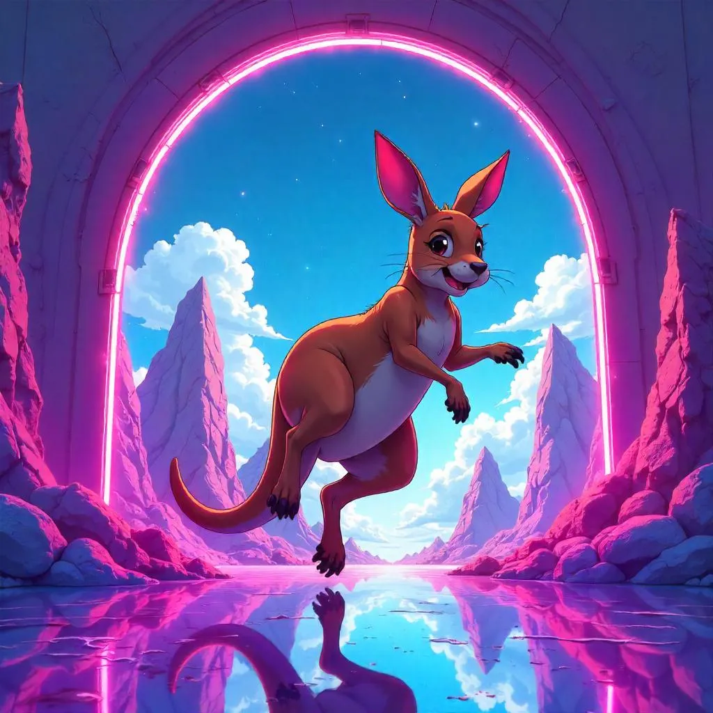 Kangaroo in a Mirror Dimension - Anime Style