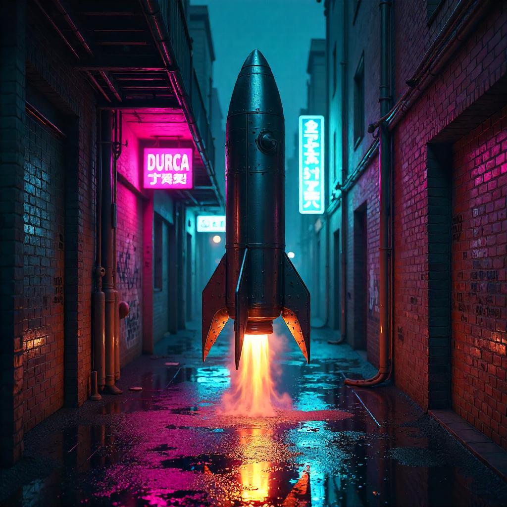 Neon Alley Rocket in Digital Cyberpunk