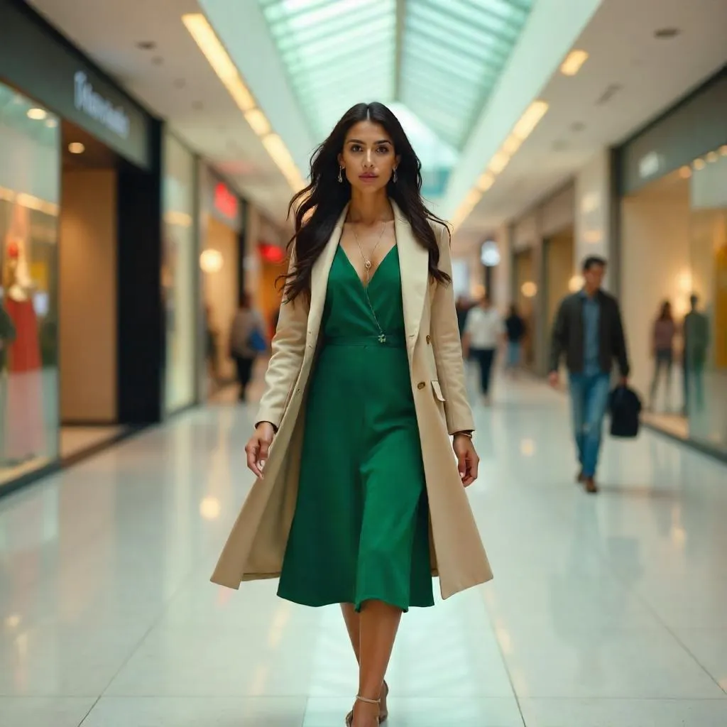 Photorealistic Middle Eastern Woman in a Modern Shopping Mall